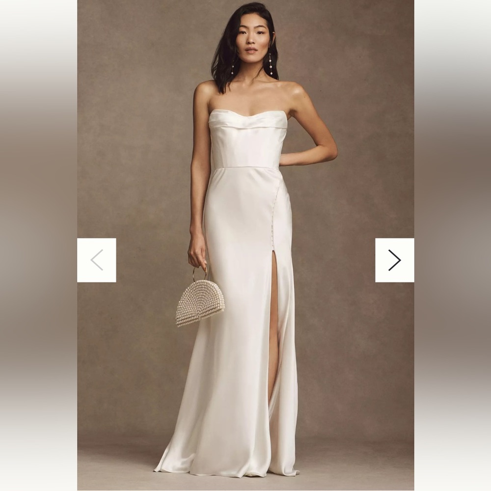 Watters Orlie Strapless Corset Satin Sheath Wedding Gown NWT